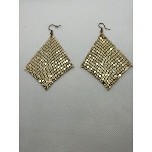 Gold tone‎ Mesh Dangle Earrings Chainmail Fringe Statement Lightweight Boho